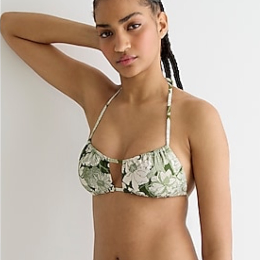 J Crew Open-front halter bikini top in Liberty® Linear fabric